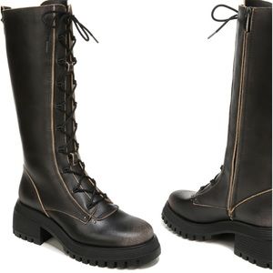 Franco Sarto Lace up Jasper Boot ms Size 8.5 NWB Size in Rubbed Black